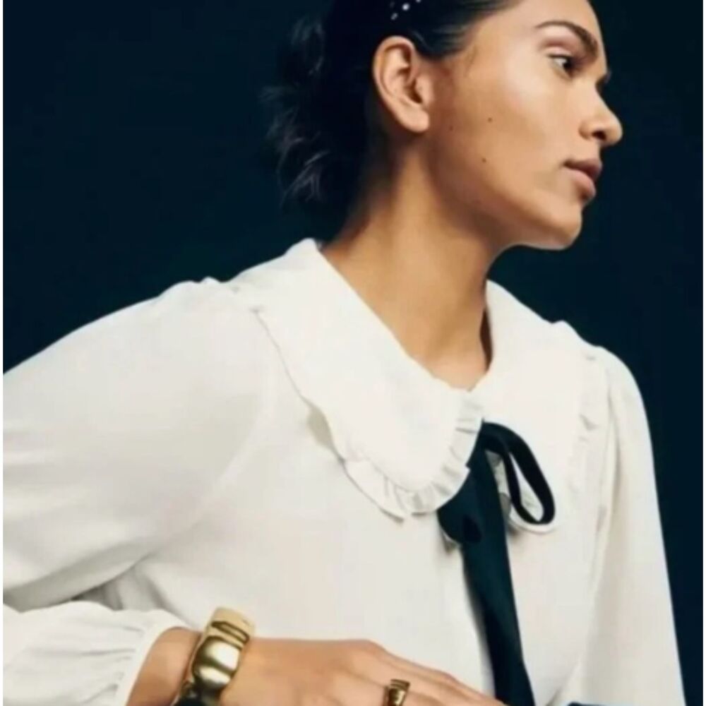 J.Crew Drapey Ruffle-Collar Button-Up Shirt 10 - Picture 12 of 12